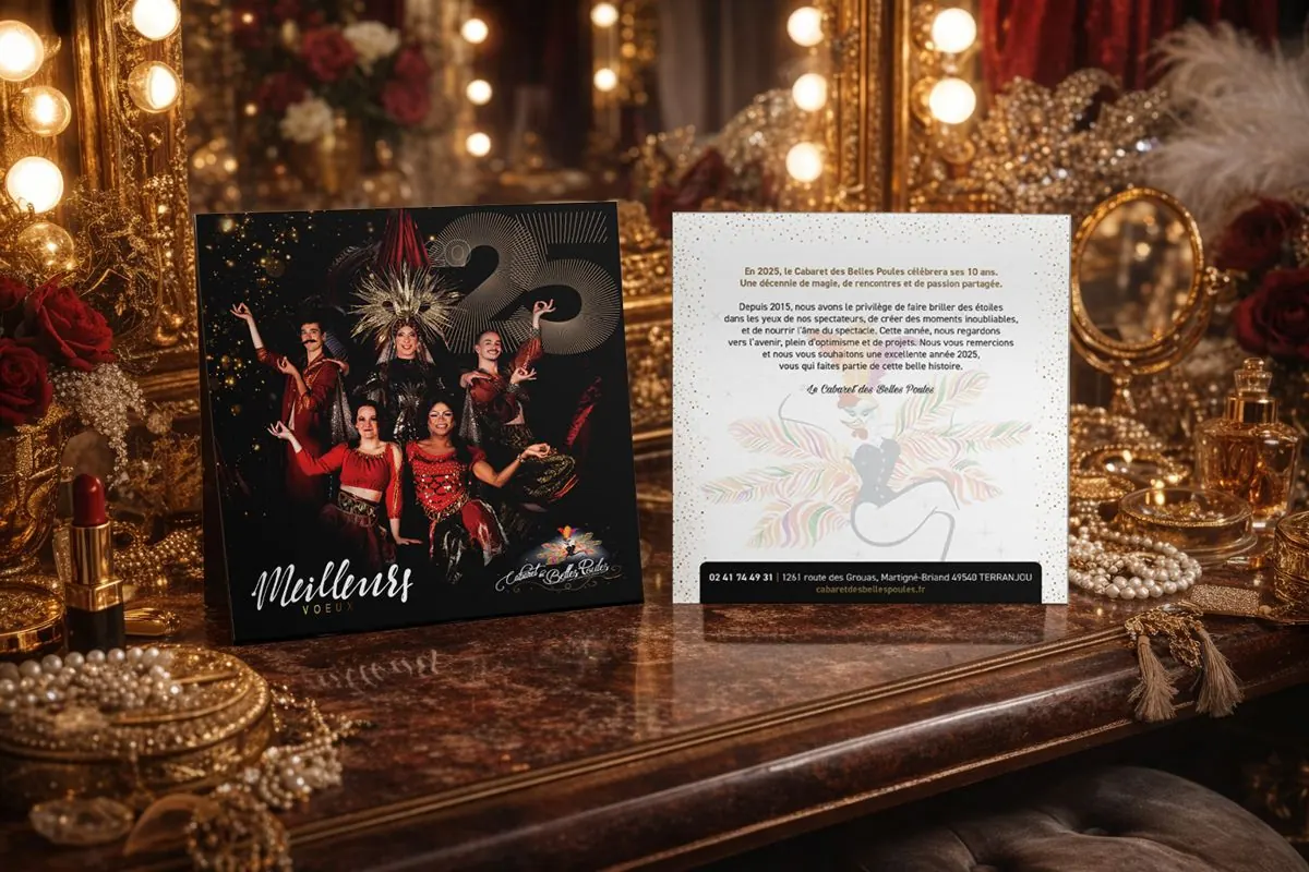 Carte de vœux pour Cabaret des Belles Poules