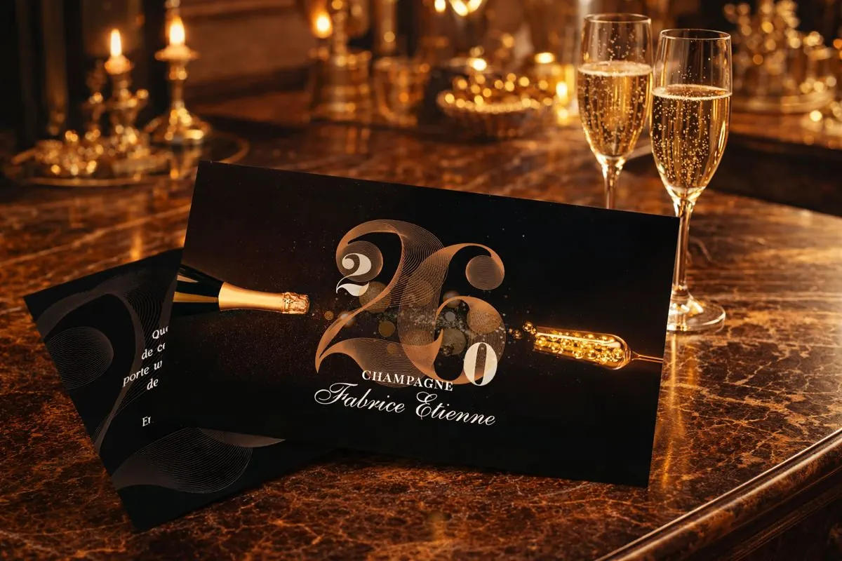 Carte de vœux pour Champagne Fabrice Étienne