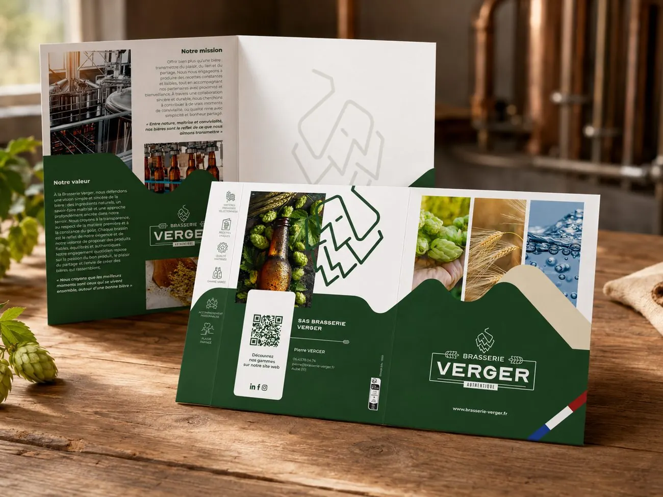 Pochette et fiches produits pour Brasserie Verger