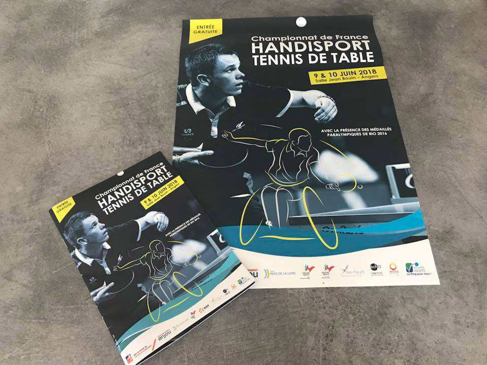 Réalisation de flyers et dépliants pour le championnat de France handisport Tennis de table 2018 - agence Angers