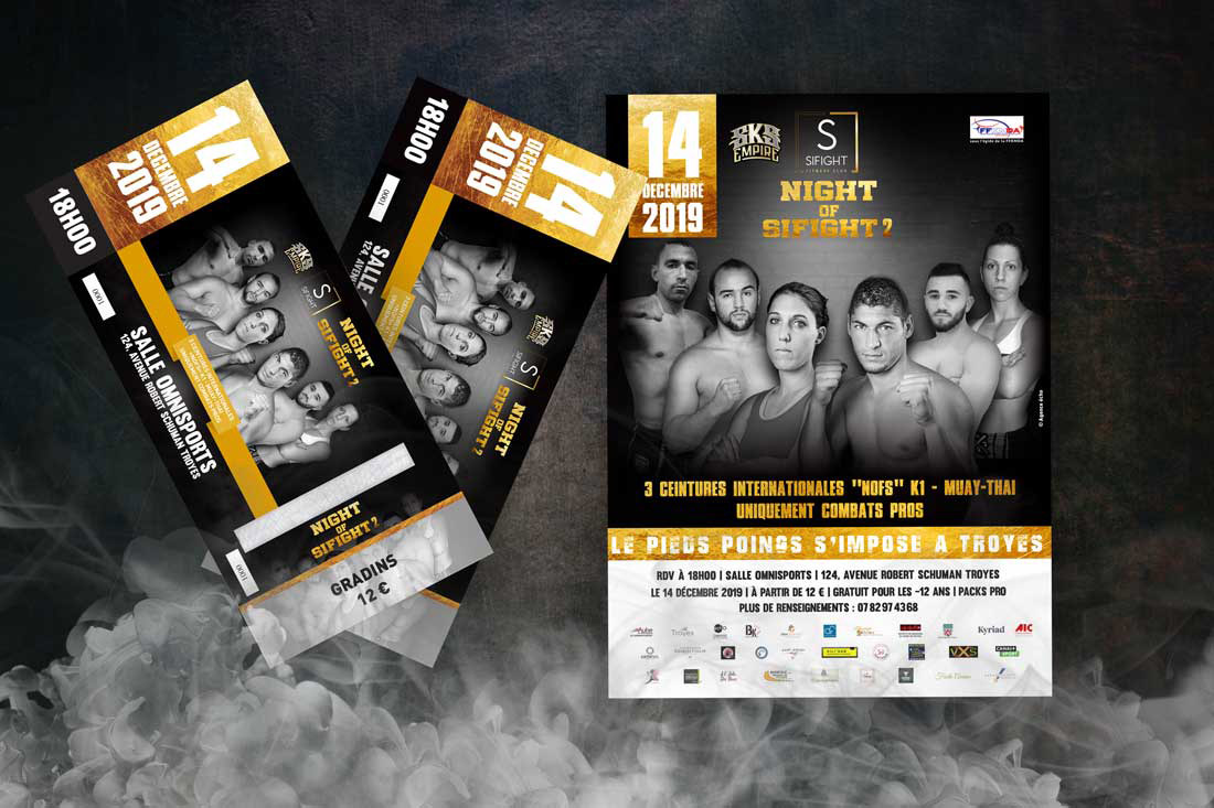 Création de flyers pour communiquer sur l'événement "Night or Sifight de 2019 - agence Troyes