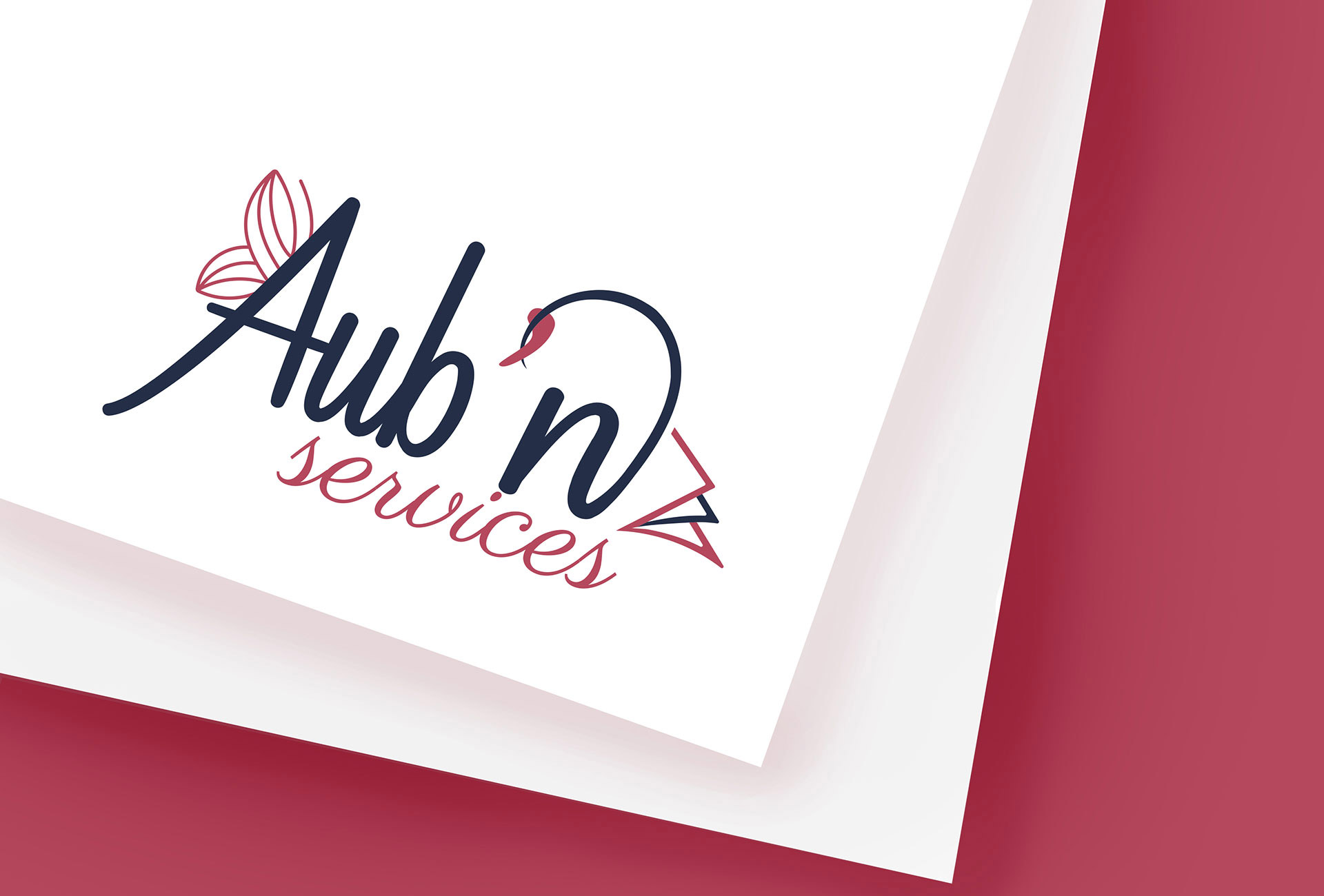 Mockup montrant l'insertion du logo "Aubn services" sur un bas de page papier - agence Troyes